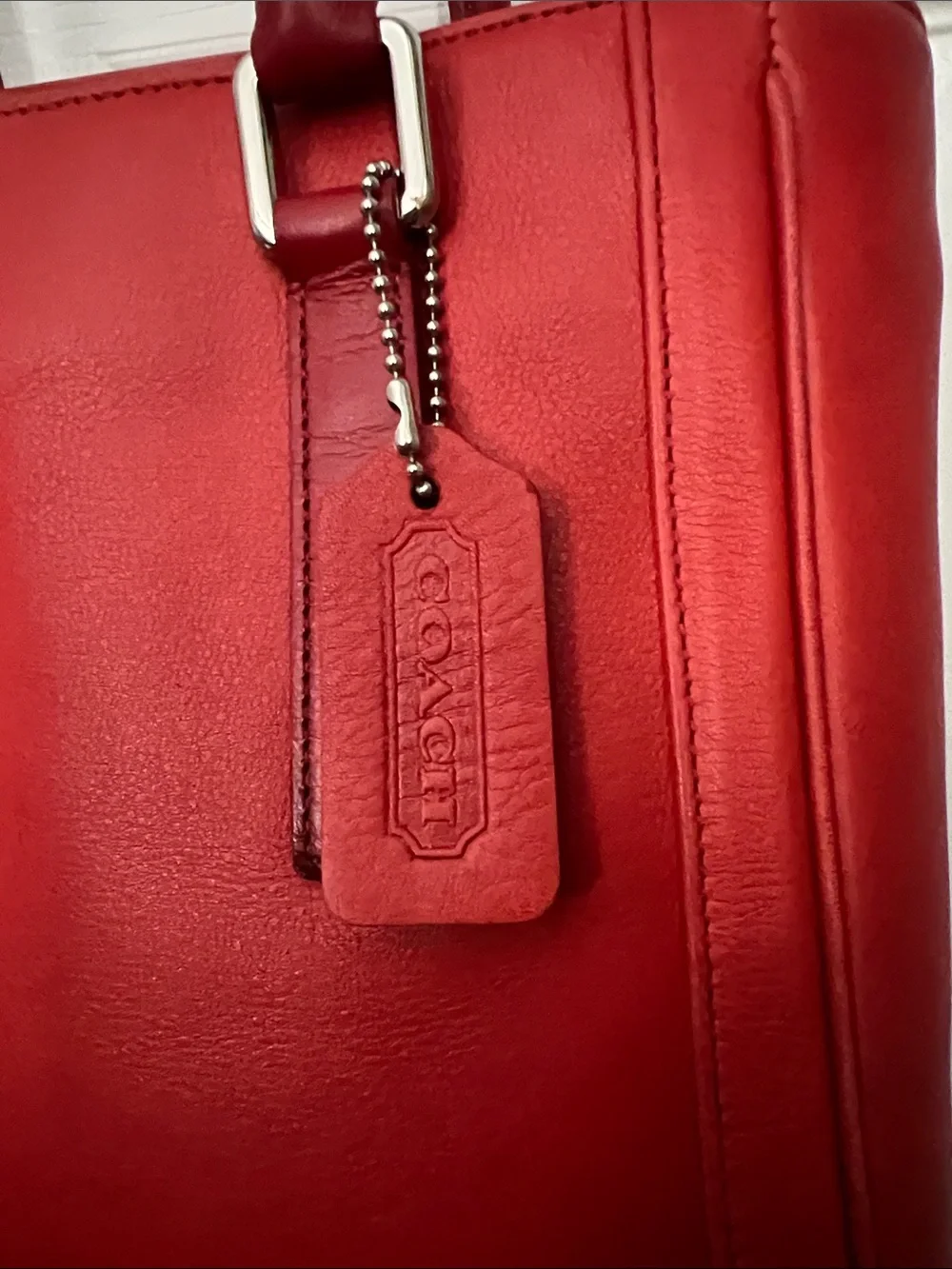 Coach Vintage Red Leather Bonnie Cashin Legacy Slim Tote, style 9422
